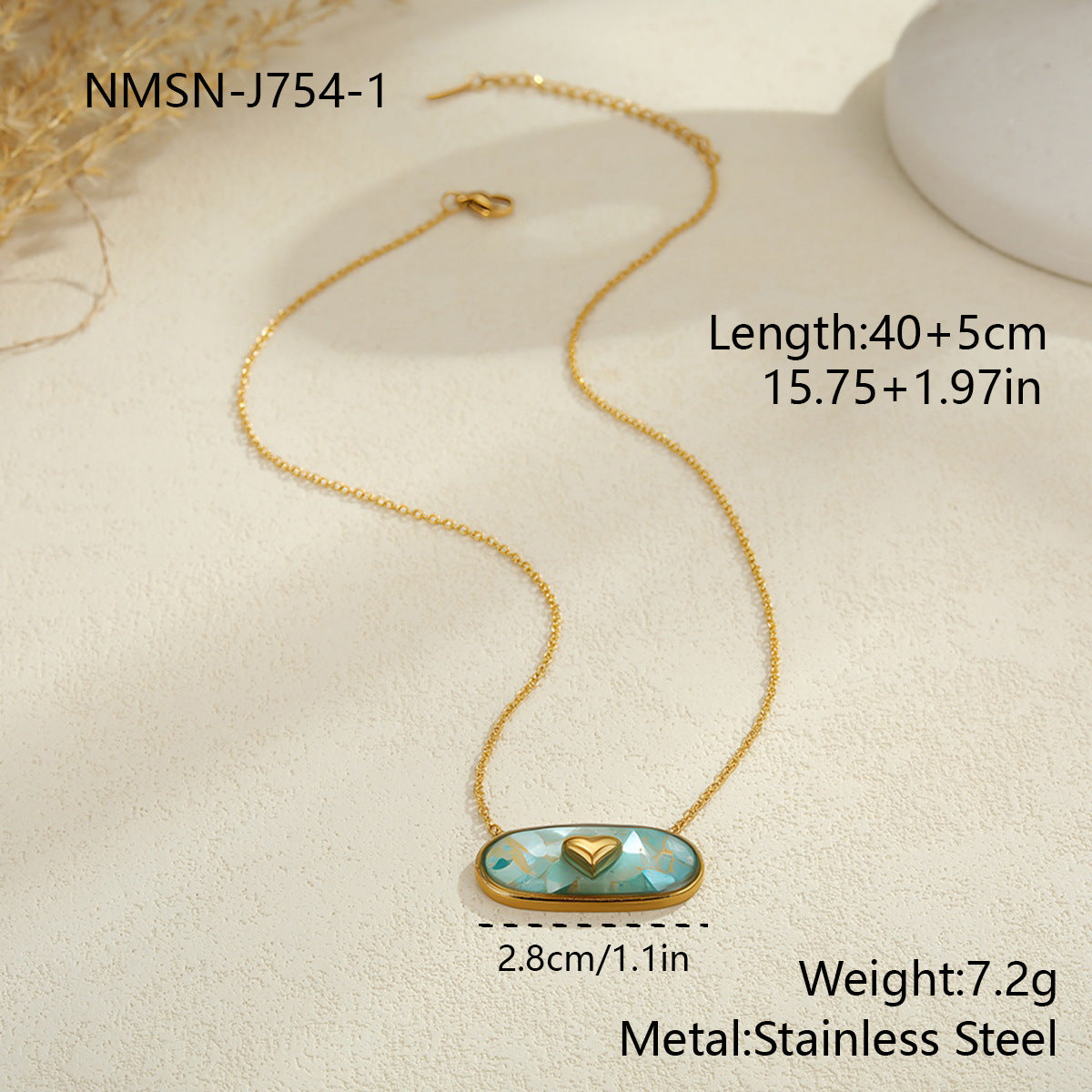 Love Heart-shaped Oil Dripping Stainless Steel Plated 18K Gold Necklace