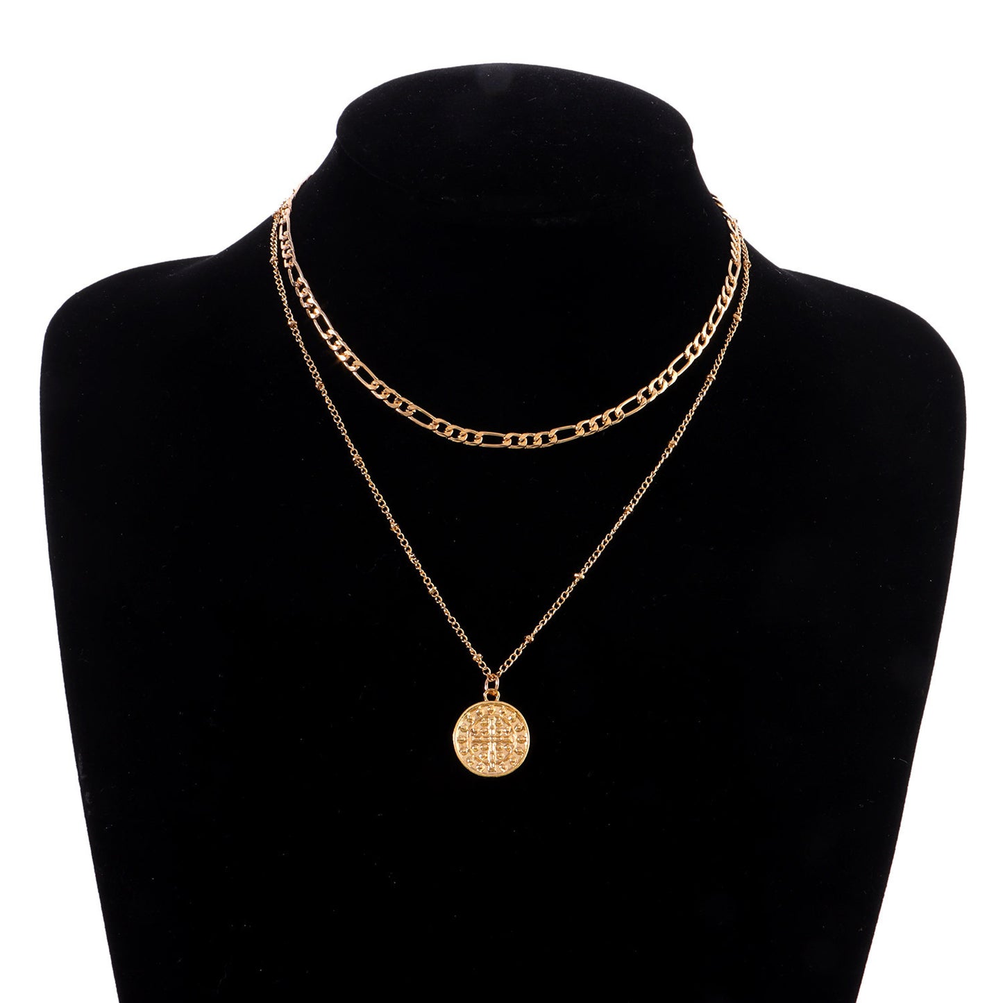 Ornament Fashion Cross Wafer Trend Female Double Layer Temperament Personality Necklace