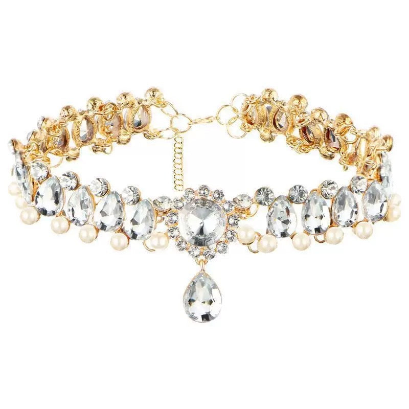 European And American Exaggerated Rhinestone Pearl Necklace New Fashion