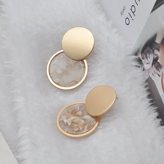 Japanese And Korean Fashion Matte Marble Pattern Earrings