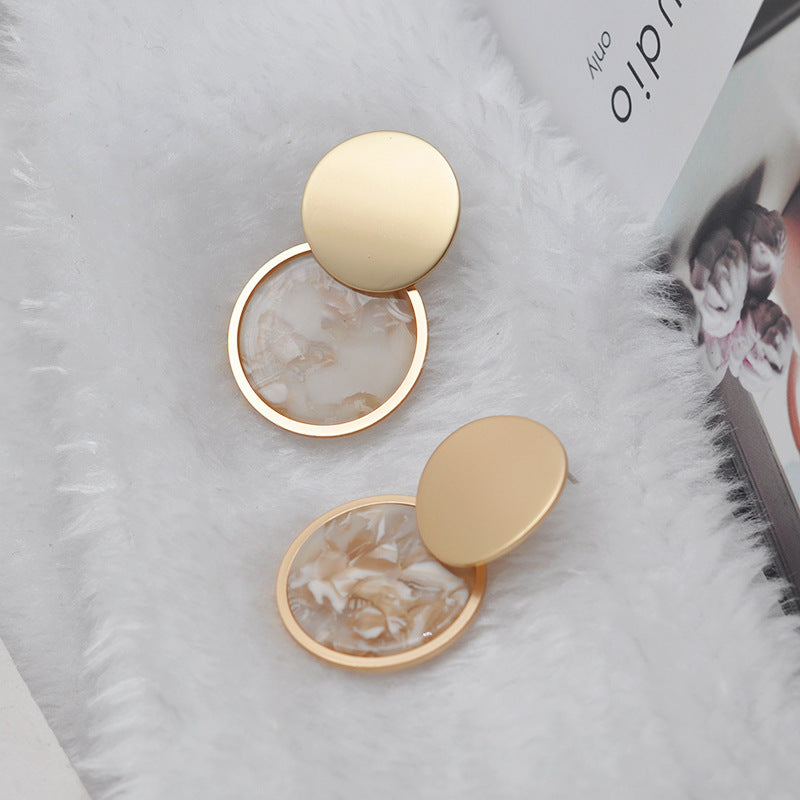 Japanese And Korean Fashion Matte Marble Pattern Earrings